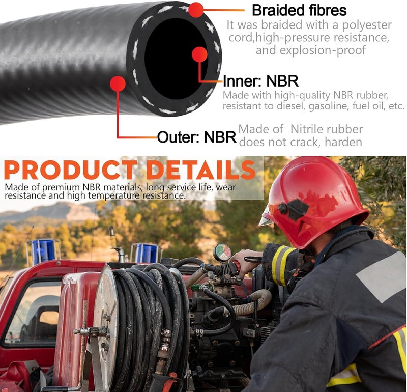 Taxutor 3/8" Inch Internal Diameter Fuel Line Hose 25FT - NBR Rubber Replacement for Small Engine, Car, Boat - SAE 30R7 300PSI Kit for Gas, Oil, Coolant Lines - Image 5